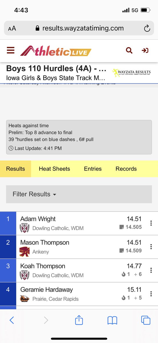 ALL-TIME best 110 hurdler in Ankeny HS history. .004 from gold. Beyond proud of this young man. <a href="/masonthompson_/">Mason Thompson</a>