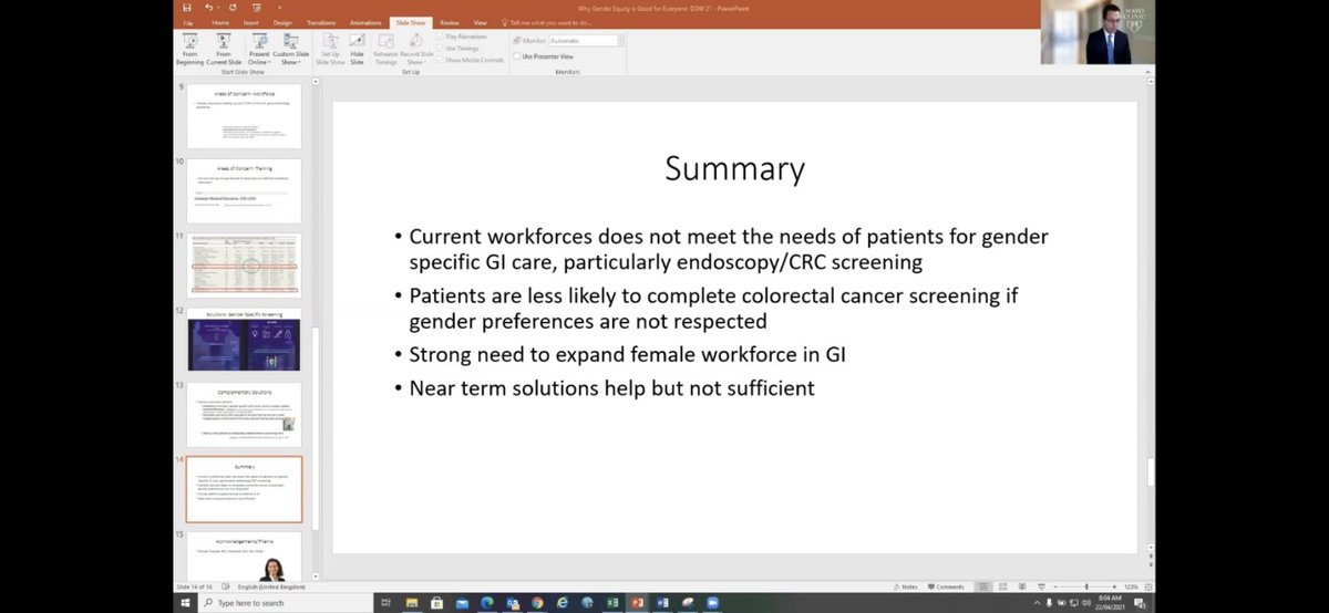 Carolyn Newberry MD (@cnewberrymd) on Twitter photo Iβve heard these stats before, but still very eye opening
ππ½ββοΈ Gender preferences for endoscopists exist among pts, esp women
ππ»ββοΈ #CRC screening completion rates are improved when gender specified endoscopist available
ππΏββοΈ Currently, 17.6% of the #GI workforce is female
#DDW2021 Iβve heard these stats before, but still very eye opening
ππ½ββοΈ Gender preferences for endoscopists exist among pts, esp women
ππ»ββοΈ #CRC screening completion rates are improved when gender specified endoscopist available
ππΏββοΈ Currently, 17.6% of the #GI workforce is female
#DDW2021