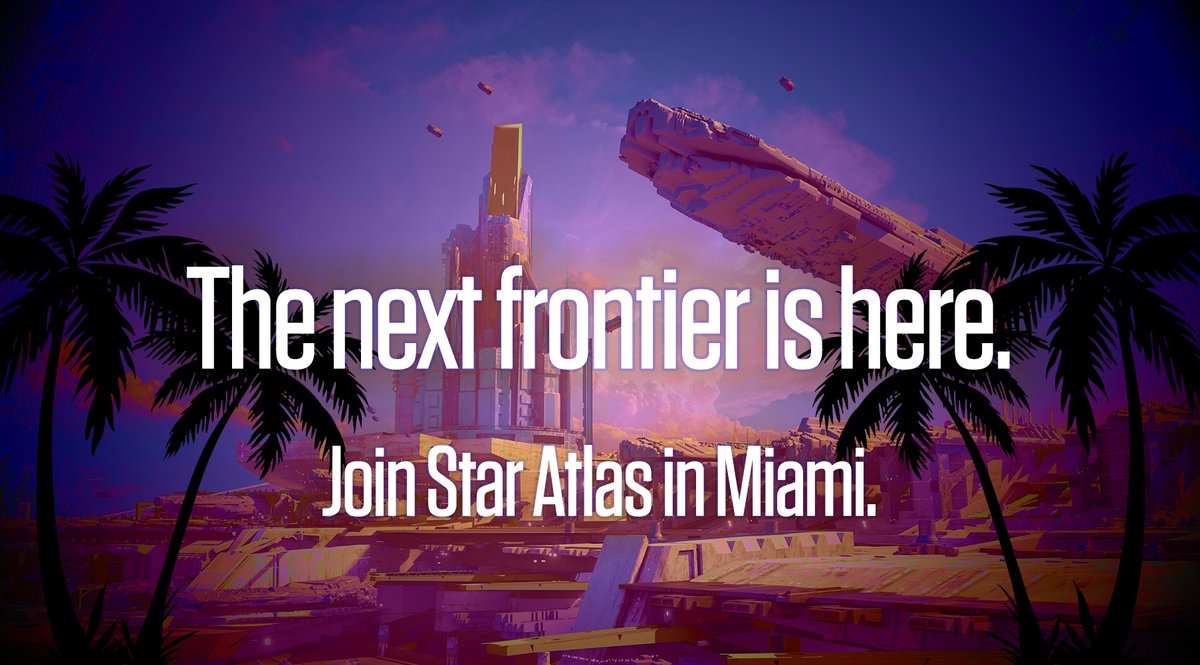 staratlas's tweet photo. ✨🚀 Community Contest Alert: 🚀✨

We are inviting one Atlassian to join us for the unveiling of a new chapter of the Star Atlas metaverse in Miami, Florida in June. 🚀🌴

Follow the instructions to submit your application form &amp; video by May 25th! 👨‍🚀→ https://t.co/FbtVZ0xbgQ https://t.co/9KRrv65PRE
