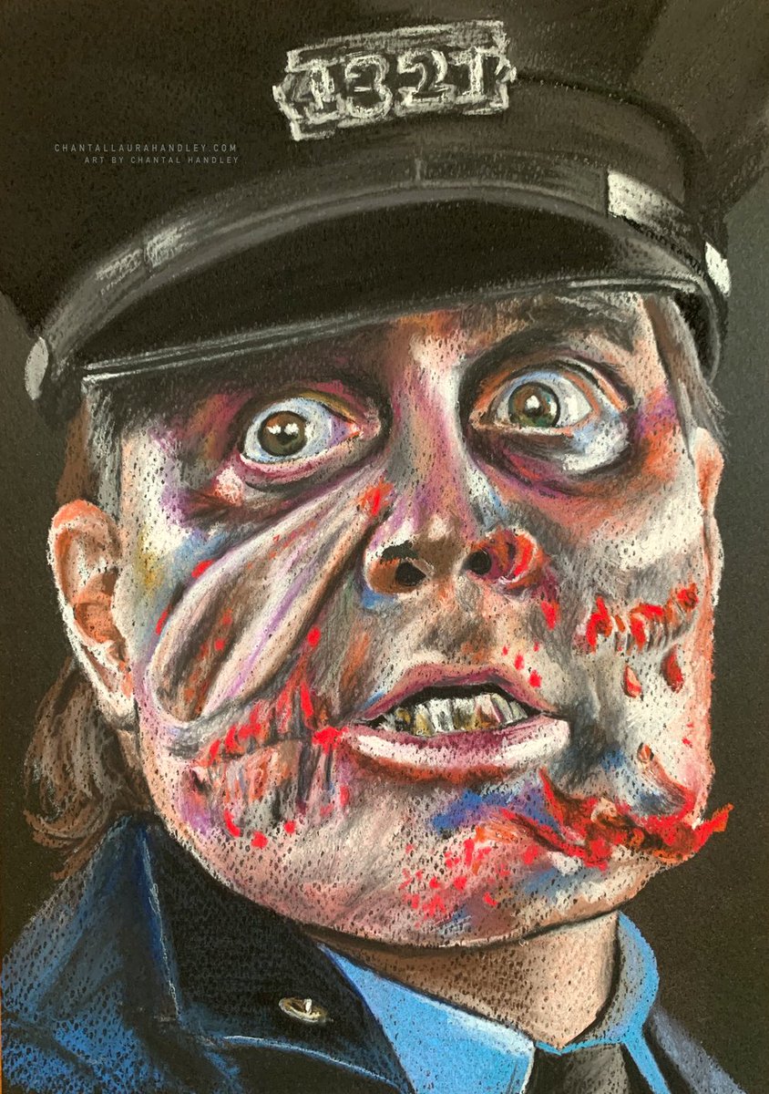 A lot of love out there for #ManiacCop right now! Here’s my rendition! Hand drawn pastel artwork. #RobertZDar  #Horror #Art