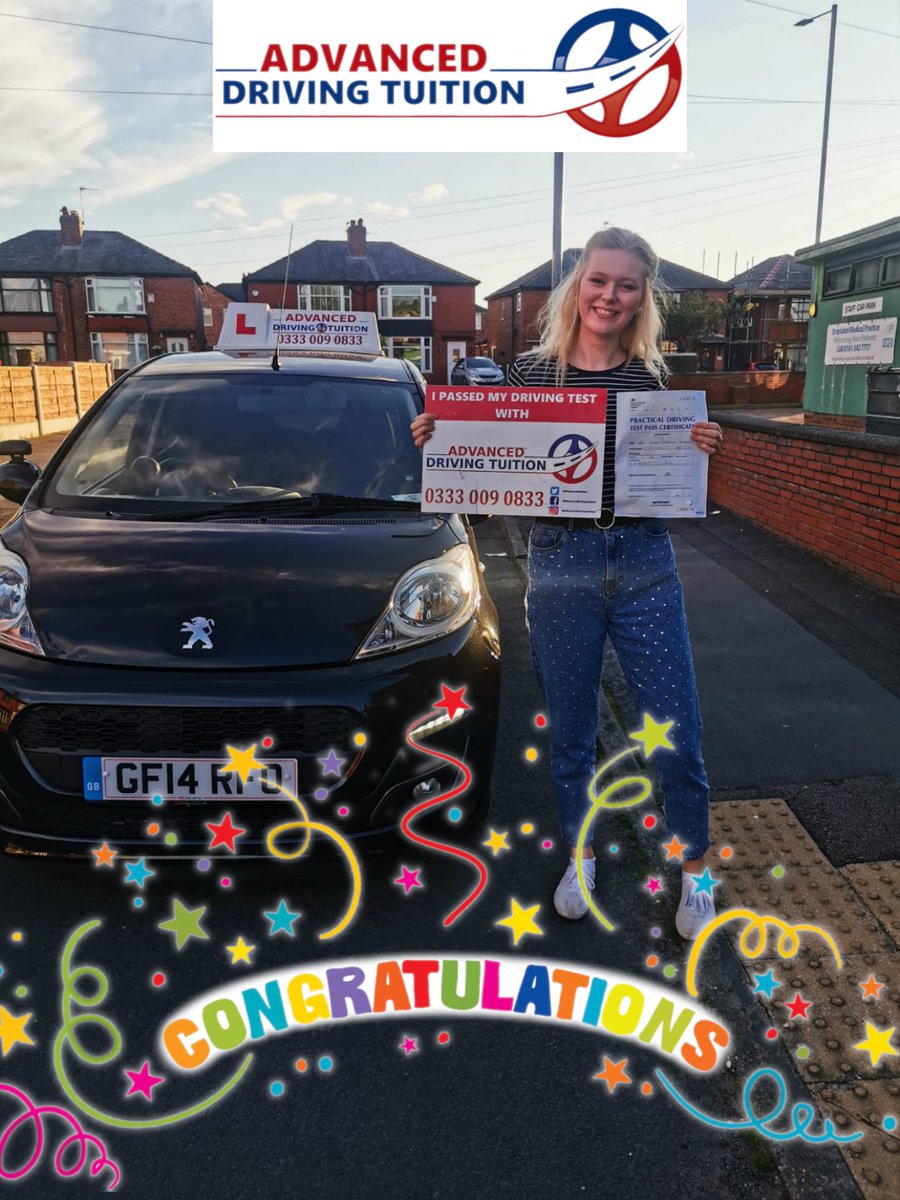 advanceddrivin2's tweet photo. Congratulations to Jade  for passing her driving test 👏🏼👏🏼
Tel.03330090833
#firstTimePass #BBCRadio1 #Mcr #DrivingLesson  #BestDrivingSchool #Stockport #Rochdale #Oldham #Salford #Bury #Bolton #Nervousdriver  #Didsbury #Chorlton #Altrincham #Ashton #denton #prestwhich #Wilmslow https://t.co/xND8Vka47c