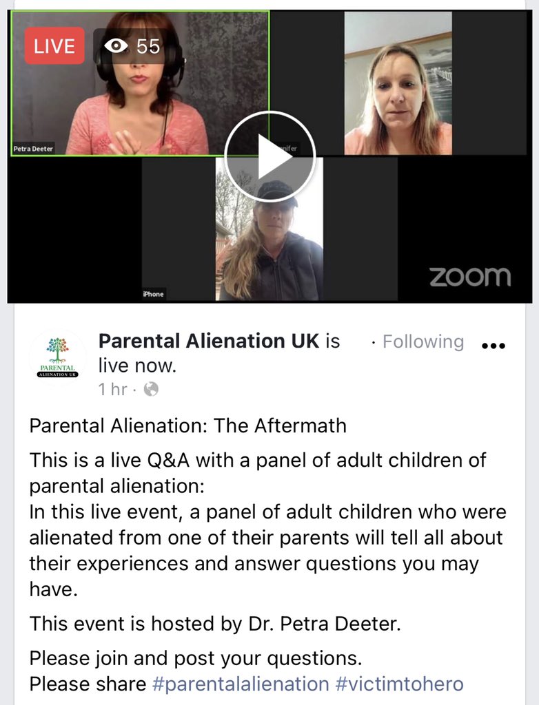 Live on <a href="/palienationuk/">Parental Alienation UK</a> right now with Dr Petra Deeter interviewing adults who were alienated as children.
No-one can deny their experiences. We demand our victims commissioners in the UK do the job they are paid to do and protect all child victims of alienation right NOW👇