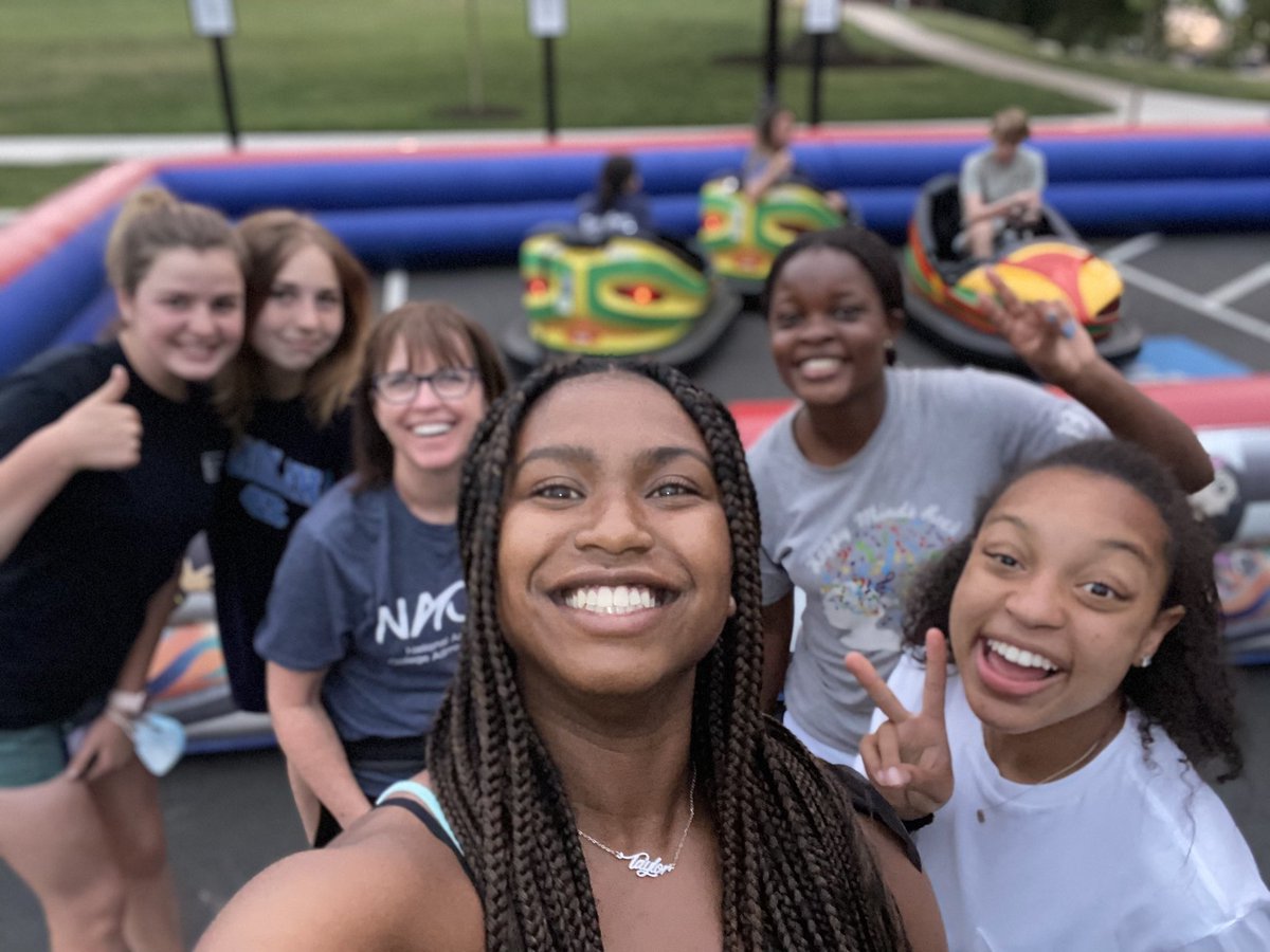 Hill2College's tweet photo. Mrs. Deitrich just survived the bumper cars with this crew! #GoHill! https://t.co/bNVZIcxpiQ