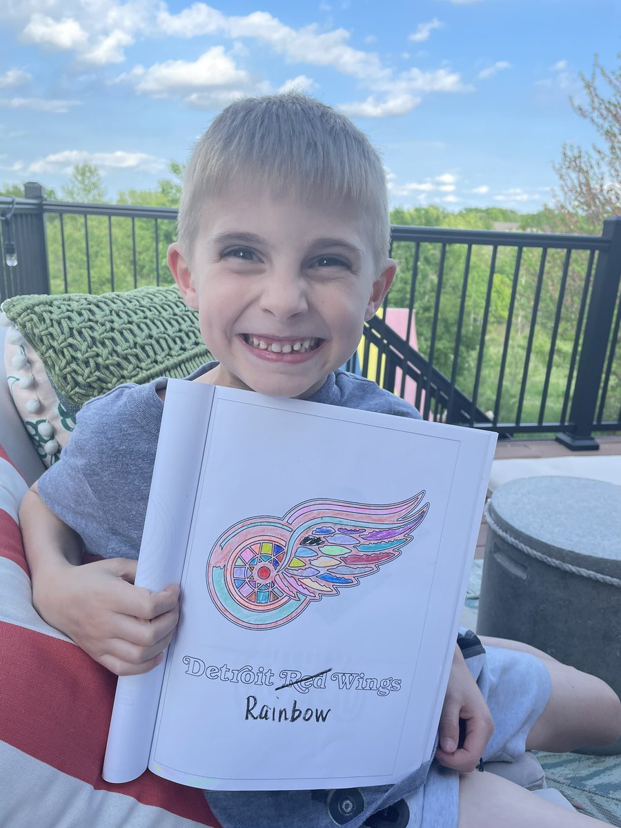sac1one's tweet photo. @DetroitRedWings My son has a new creative suggestion for your franchise name based on his art skills this evening. Please consider. 😍😂😍😂 https://t.co/jzQsYmB11o