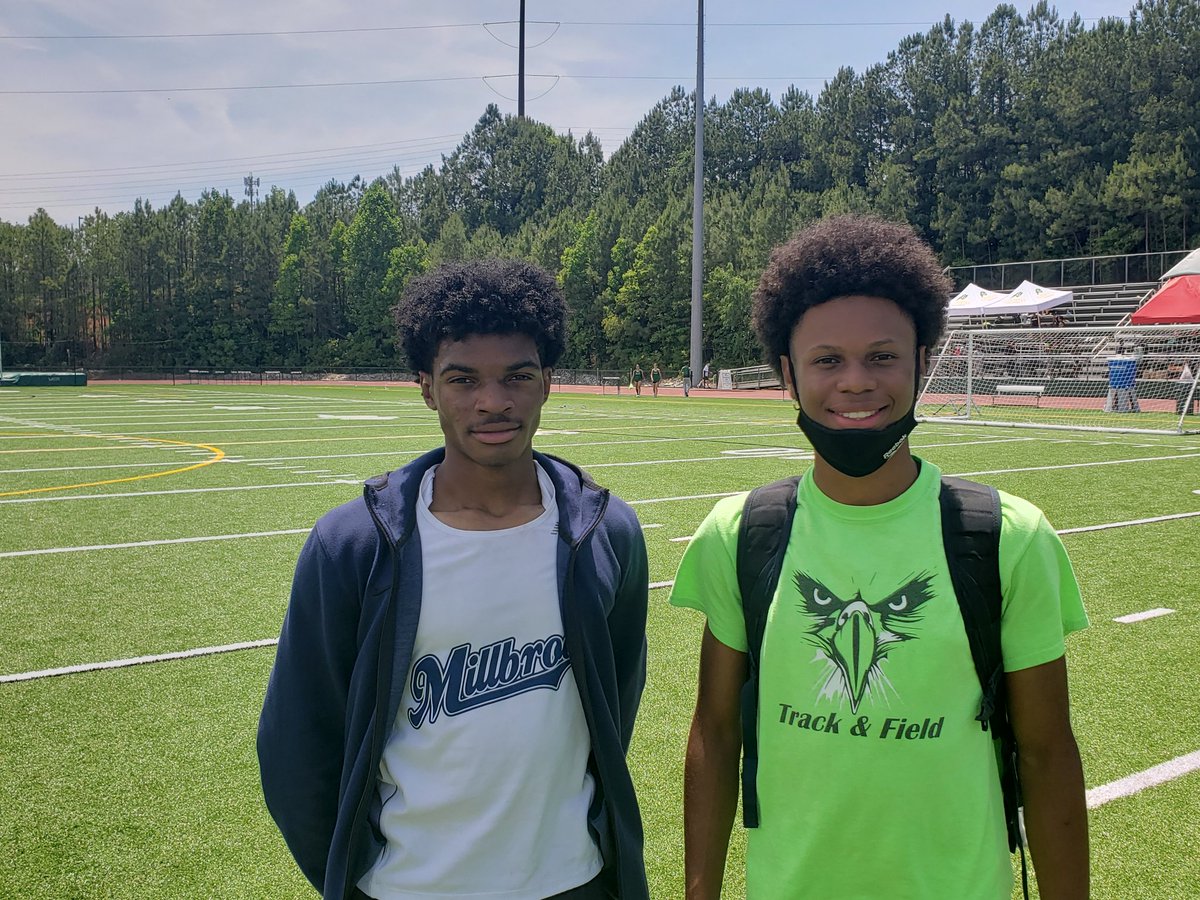 CoachEMB's tweet photo. At the Cap-7 T&amp;F Conference Championships these two finished 1-2 in the 300mH.  They have been racing since being 1st grade classmates at  Hunter Elementary in Ms. Harwood's class.
@EricBrown0211 @dillon_leacock @EnloeHSTF @millbrooktandf @HunterPrincipal @NCRunners @milesplit https://t.co/8A2drEDeWM