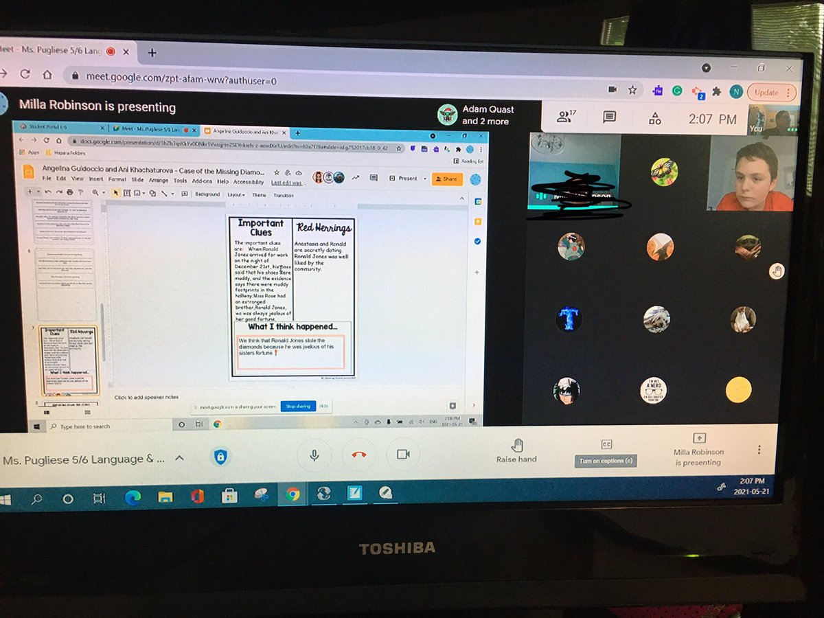 MsPuglieseOCSB's tweet photo. Practicing our inferencing skills with another mystery! Collaboration at its best. Working with our group members to find out who stole the diamonds and then sharing our conclusions with our classmates. @MsPuglieseOCSB @StGregoryOCSB https://t.co/HXtk6K4VhW