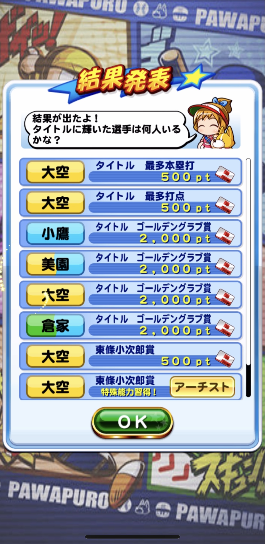 レモネード パワプロアプリ プロペナシーズン2優勝 1番 単打 盗塁 2番 セーフティーバント 盗塁 3番 ホームラン の流れでプレイしていたので 3盗が無かった分 個人盗塁数は伸び悩みましたが 3番の大空ちゃんが打点王 ホームラン王を
