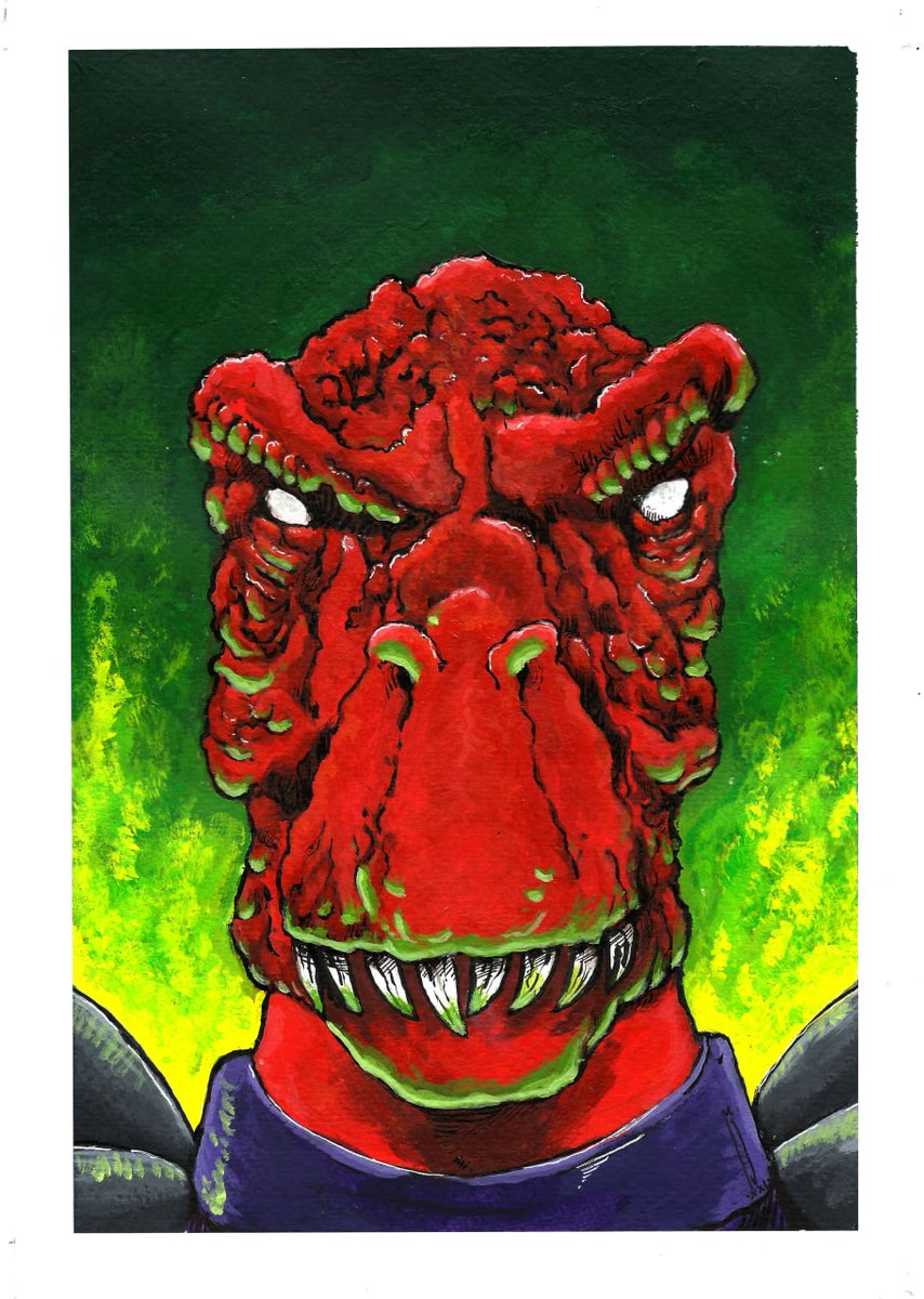 Genghis Rex.
Acrílico sobre papel. 
DINOSAUCERS 🦖🛸