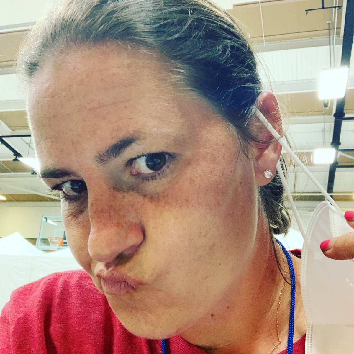 thejessimoore's tweet photo. It’s been a long week. A long month. A long year. But, I’m rocking some sweet tan lines. #sweetmask #kn95 #safeonset #covid #overit https://t.co/wBaveXa1x1