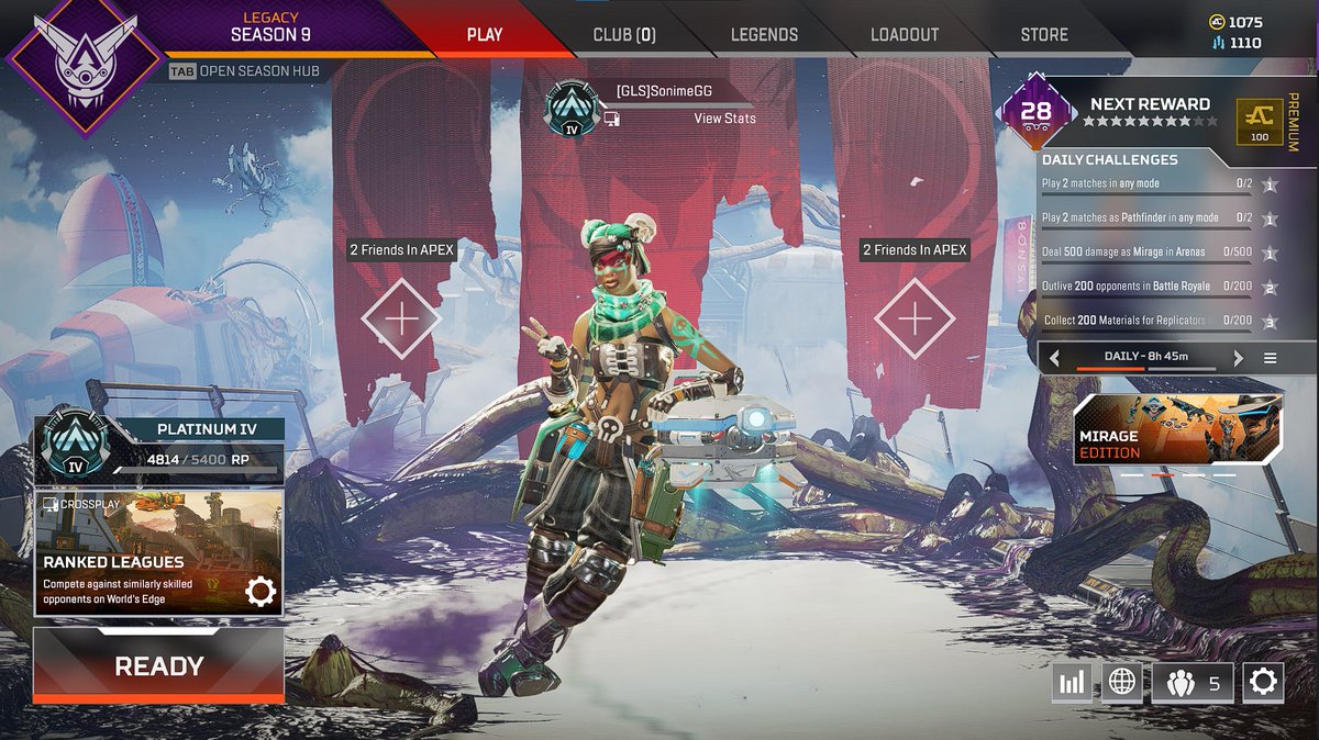 SonimeGG's tweet photo. oh, btw.. hit plat last night on #ApexLegends FOR THE FIRST TIME! Thanks to my #twitch #GummyGang for hanging out. Thanks to @JTVoyager for sticking it out w me, @UpcomingCS for the games, and thanks to anyone that stopped in, chatted or lurked! Hope to see you tonight! 10pm CST https://t.co/7D1TXzanMP