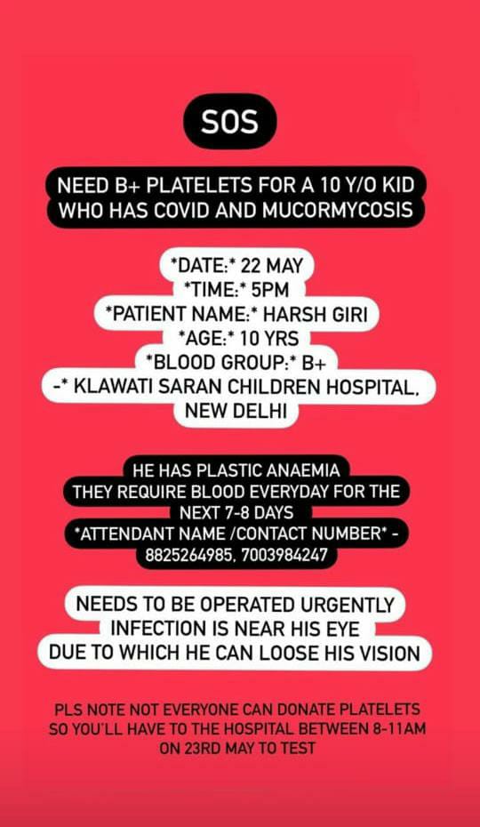 PBDTC1's tweet photo. दिल्ली में B+  प्लेटलेट्स की जरूरत
#sosiyc #DelhiCovid #Covid19IndiaHelp #BiharFightsCorona #DelhiDemandsOxygenAudit @INCDelhi @NSUIDelhi @srinivasiyc @BloodDonorsIn #Bloods https://t.co/h8lwDtFnMJ