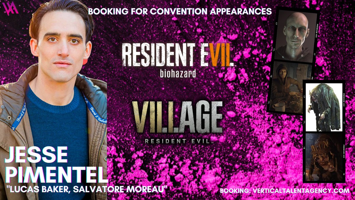 VerticalTAgency's tweet photo. Resident Evil fans, Lucas Baker now booking for convention appearances, please welcome the talented @PimentelJesse. Booking Brian@verticaltalentagency.com #ResidentEvil #ResidentEvilVillage #ResidentEvilBiohazard #verticaltalentagency #ResidentEvilShowcase https://t.co/pQPHTh8ZMr