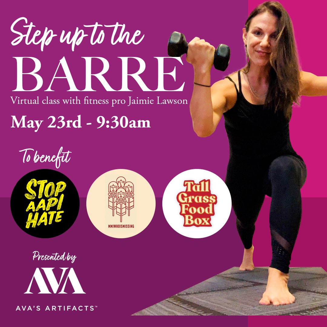 AvasArtifacts's tweet photo. See you tomorrow at 9:30! 
#StepuptotheBarre 
Donate directly to:
@StopAAPIHate 
@MMIWhoismissing #TallGrassFoodBox 

https://t.co/47peNotRrb https://t.co/ngnIuDjC9w