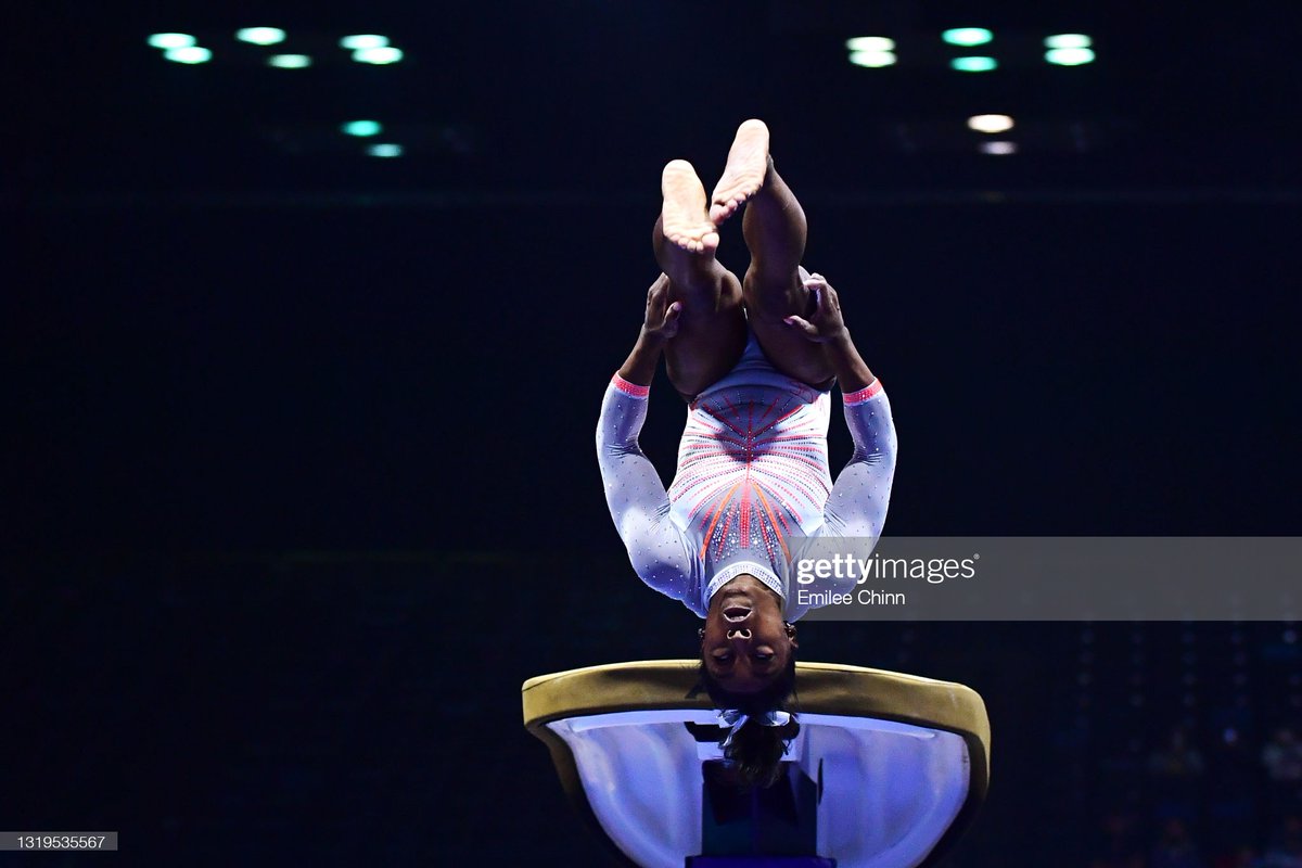 GettySport's tweet image. .@Simone_Biles becomes the first woman in history to land the #Yurchenko double pike in competition and is named the overall winner of the 2021 GK U.S. Classic 📷: @emchinn #USClassic 🐐