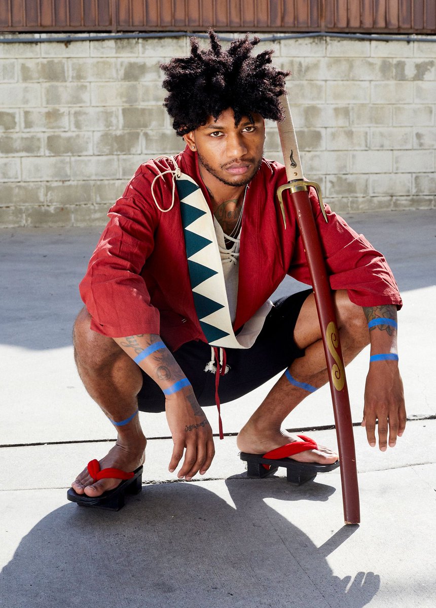 StellaChuuuuu's tweet photo. Sharp like the edge of a Samurai sword. 

I transformed @guapdad4000 into Mugen from Samurai Champloo for the @lionsshareworld awards. 

Photos by @adamkargenian_ https://t.co/7JalGpJfwh