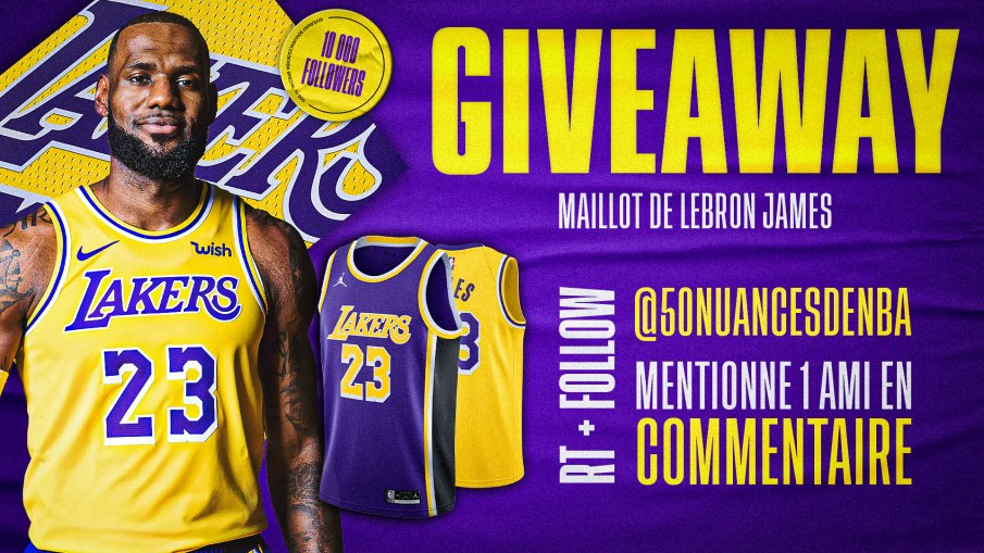 50NuancesDeNBA's tweet photo. Pour fêter nos 10.000 abonnés, et pour vous remercier de votre soutien : #concours spécial King 👑

Tu souhaites gagner le maillot de LeBron James, alors :
• #RT ce tweet
• Follow @50NuancesDeNBA 
• Mentionne un ami en commentaire

Tirage au sort le 6 juin… 🎁 https://t.co/GAERnBRx9k