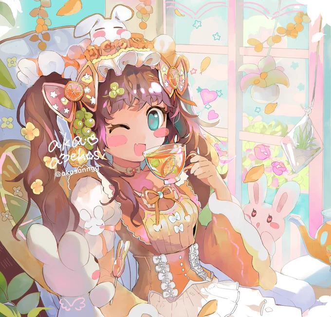 \🌺🍊𝕆𝕣𝕒𝕟𝕘𝕖 𝕒𝕟𝕕 𝕣𝕒𝕓𝕓𝕚𝕥🐰🤍/ #illustration 