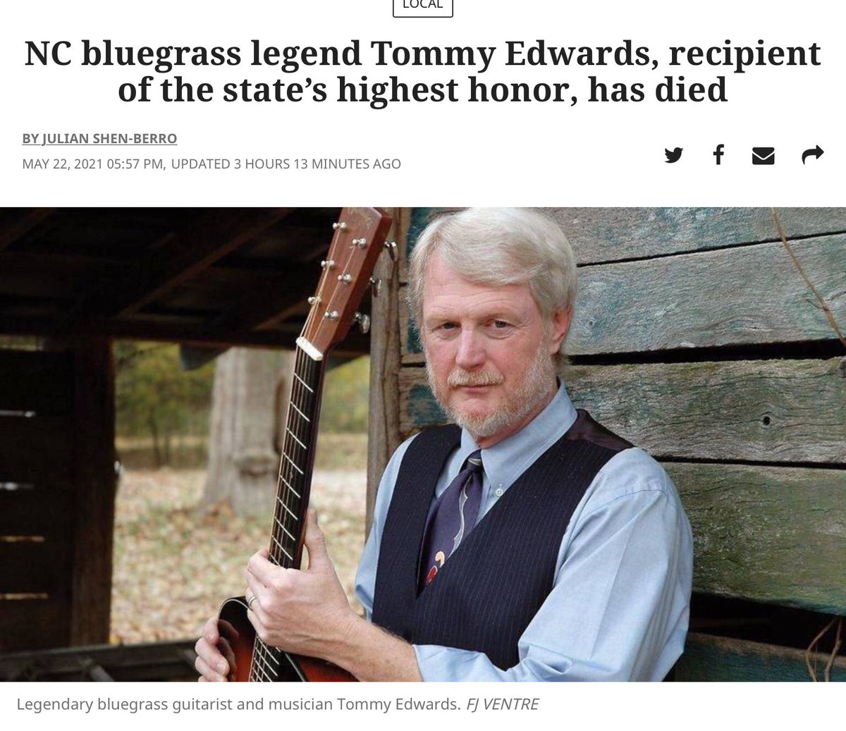 My heart is broken. One of my favorite people in the world passed away this morning.  As a retired teacher, Tommy Edwards and I connected through education.  But it was his love for music that made him the man I knew and loved.  I will truly miss you!!