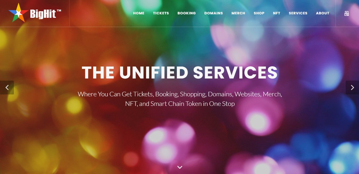 BigHitTickets's tweet photo. New Design, New Website
The Unified Services, https://t.co/gLrxA3WRKa
https://t.co/gXbv2iF1fi
#BigHit #Website #NewWebsite #BigHitTickets #BigHitBooking #BigHitDomains #BigHitMerch #BigHitShop #BigHitNFT #BigHitWebs #BigHitToken https://t.co/kT6O6mpniQ