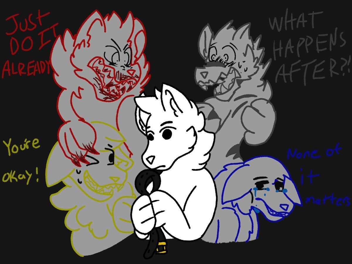 // fucking throws a vent sona out into the world

//cw: blood, themes of depression/su*cide

//i don't know how emotions operate anymore oops