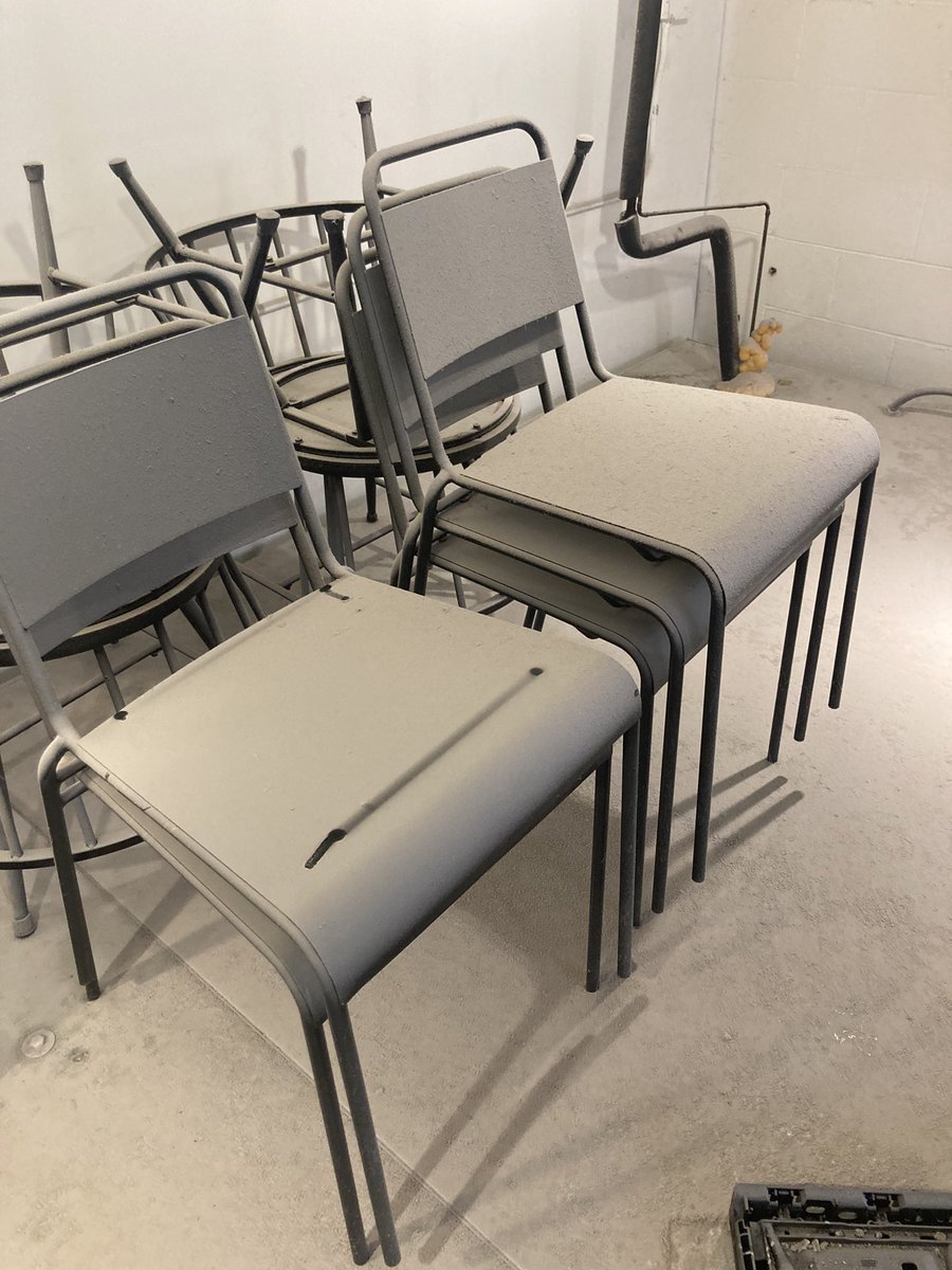 This is what a year undisturbed in a bakery looks like. It’s been a while since butts last touched these patio chairs…