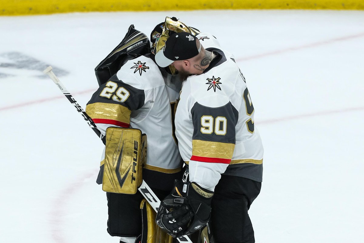 NHL's tweet photo. #HockeyHugs to Marc-Andre Fleury!

He's now tied for third for the most shutouts all-time in the #StanleyCup Playoffs! https://t.co/0fXtIjzWCG