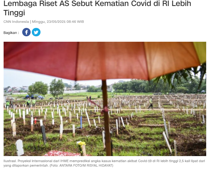Terdapat
2,5 X LIPAT PERBEDAAN
l👇
The Institute for Health Metrics and Evaluation (IHME)
&amp;
versi +62

.
Teringat
TSUNAMI COVID INDIA😢
&amp;
Penipu/Manipulator agama
👇
COVID NGGAK KAN MASUK MASJID --yahya waloni
COVID ITU TENTARA ALLAH --abdul somad
🤮👊

#TetapProtokolKesehatan 🙏