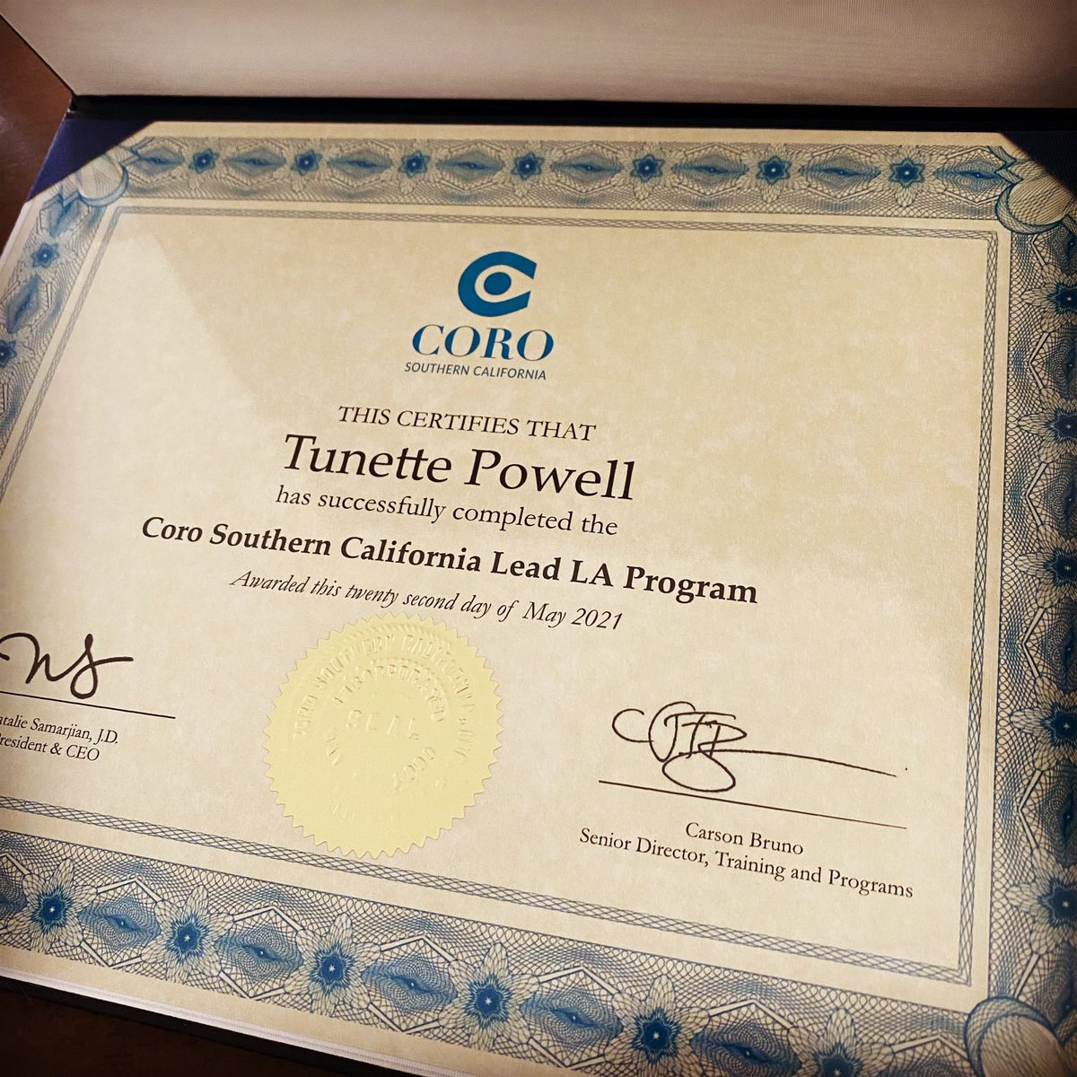 TunettePowell's tweet photo. I did a thing. I chose me. I’m my best investment. Thank you @CoroSoCal! #leadership #leadla https://t.co/G18Ad7QOIz