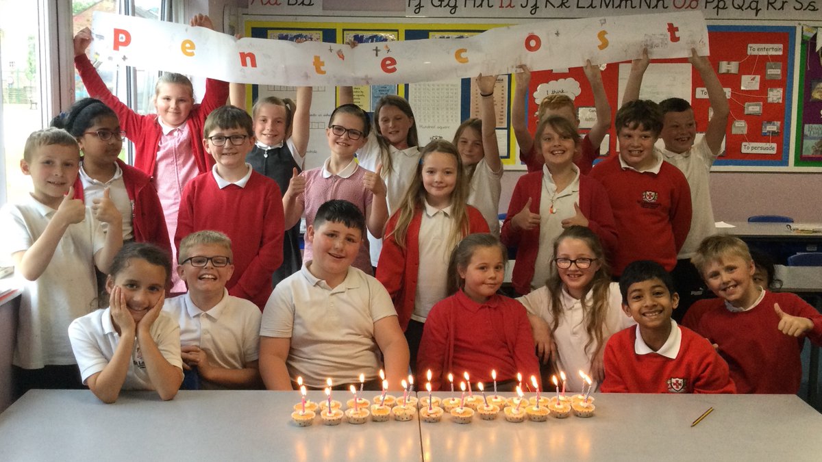 Many Christians around the world will be celebrating Pentecost today. We‘re spending this half term learning about Pentecost & the birth of the church in RE, & we decorated a banner with important symbols. We also had birthday cake! #understandingchristianity #CofE @stlaws_school
