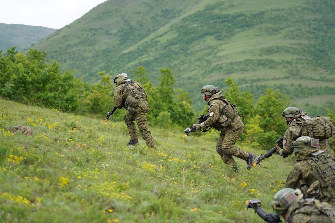KSF_Kosova's tweet photo. A Coy of the 1st INFREG of #KSF conducted security operations in 2B as a part of #ImmediateResponse21. @USArmyEURAF. #KSF together with allies is determined to develop its operational capabilities based on CTP. Interoperability in #DOTMLPF is vital for success. #StrongerTogether https://t.co/n8J82XhsRB