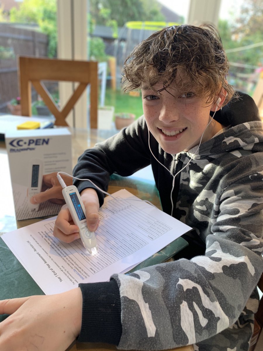 becky_horton's tweet photo. Game changer! Loving his new ReaderPen and couldn’t have come at a better time with revision for end of year tests coming up. For first time he is able to do independent reading without me having to sit beside him the whole time #Dyslexia thank you @ScanningPens @senresourceblog https://t.co/Fz5aq4dwDf