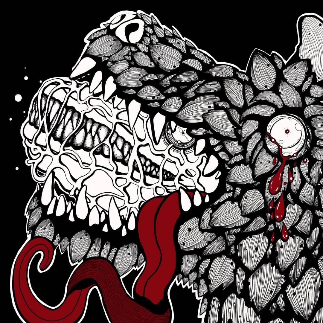 Snakesnbaddies's tweet photo. DTIYS inspired by @babezord over on Instagram.. wolf, pinata, macabre transformation vibes to get you through Sunday. Really want to watch the thing now 💀 original piece included in post. #artistsontwitter #art #digitalart #lineart #inspired #babezord #HorrorArt #horror #gore https://t.co/Rye9mDW26R