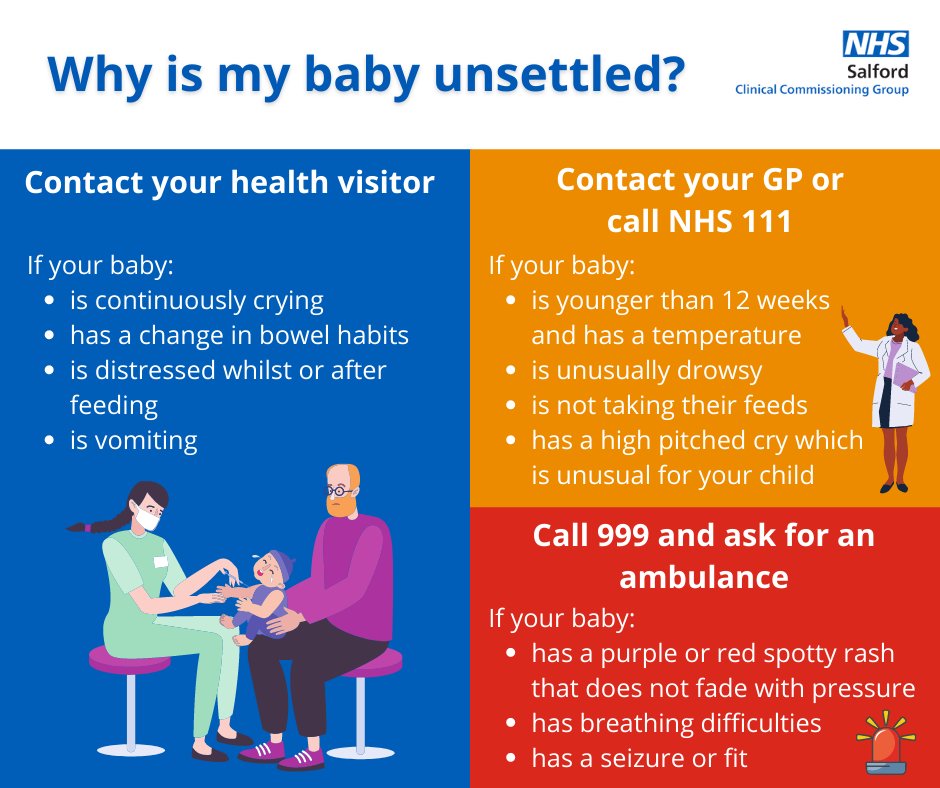 Is your baby crying a lot? Most of the time you can comfort them but if your baby is continuously upset or has changes to their bowel habits, then please contact your health visitor, NHS 111 or GP. If you are seriously worried, dial 999. @SalfordRoyalNHS <a href="/SalfordCouncil/">Salford City Council</a>