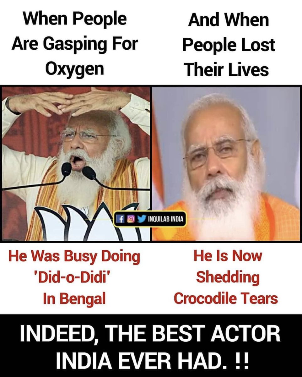 raaavan_maharaj's tweet photo. Pandemic hit so many countries but
Canada PM didn't cry
US president didn't cry
Italy PM didn't cry
UK PM didn't cry.
Why did Modi cry?
He failed as a leader.
India need vaccine and not your tears.
Please do something or resign.#CrocodileTears #nationagainstmodi #Resign_Pm_Modi https://t.co/pUvQlh5Q9l