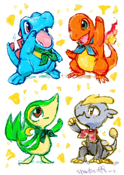 「happy starter pokemon trio」 illustration images(Popular)