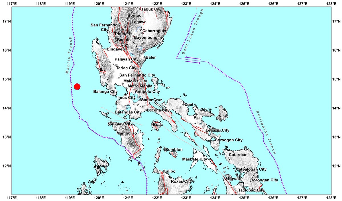 phivolcs_dost's tweet photo. #EarthquakePH #EarthquakeZambales
#iFelt_ZambalesEarthquake
Earthquake Information No.1
Date and Time: 23 May 2021 - 12:41 PM
Magnitude = 5.2
Depth = 002 kilometers
Location = 14.73N, 119.25E - 094 km S 75° W of San Antonio (Zambales)

https://t.co/3tkVIS9wvB https://t.co/aq6E9Cnpn2