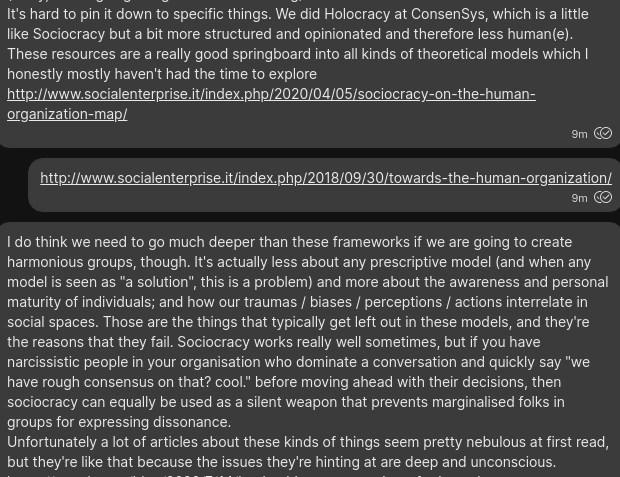 pospigos's tweet photo. Some of my off-hand thoughts about #DistributedLeadership #DistributedGovernance #p2p #governance #LeaderlessOrganizations #LeaderfulOrganizations #holocracy #sociocracy @absolutesubzero https://t.co/cLy0TBmsu4