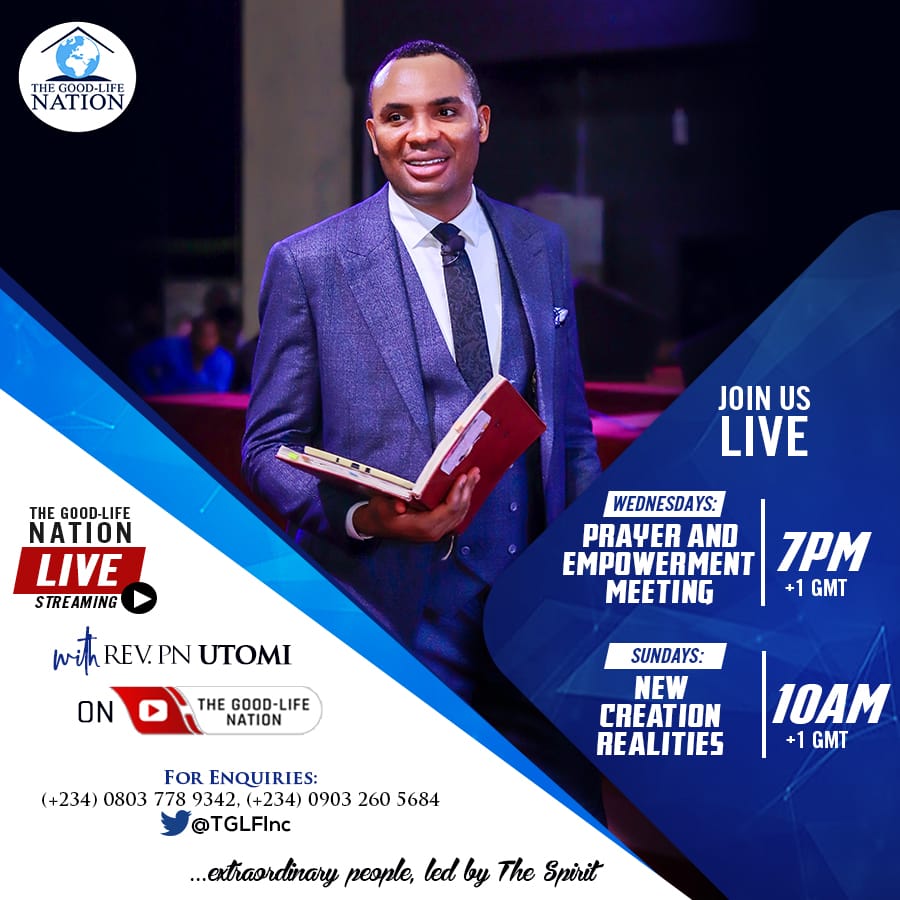 I don't want you to start planning your lives outside of reality. So, be a part of "NEW CREATION REALITIES" with me today, 10am(GMT+1) on all our social media platforms as I reveal to you God's plan for your lives. -RPN

#RPN 

#APeopleAreComing

youtube.com/c/THEGOOD-LIFE…