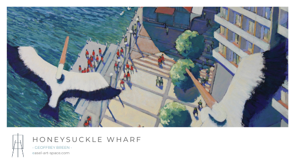 - STAFF PICK - 
Have you taken a look at Easel's website yet? 
We recommend you browse our staff picks  🤍
This amazing artwork is by the talented Geoffrey Breen, titled 'Honeysuckle Wharf' easel-art-space.com/product.../hon…