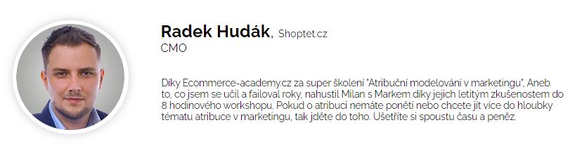 Zorientovat se v atribučním modelování během jednoho dne? Ano, na našem školení vedeném Markem Kobulským už 26.5.2021! 

Přihlásit se můžete zde 👉 ecommerce-academy.cz/atribuce-v-mar…