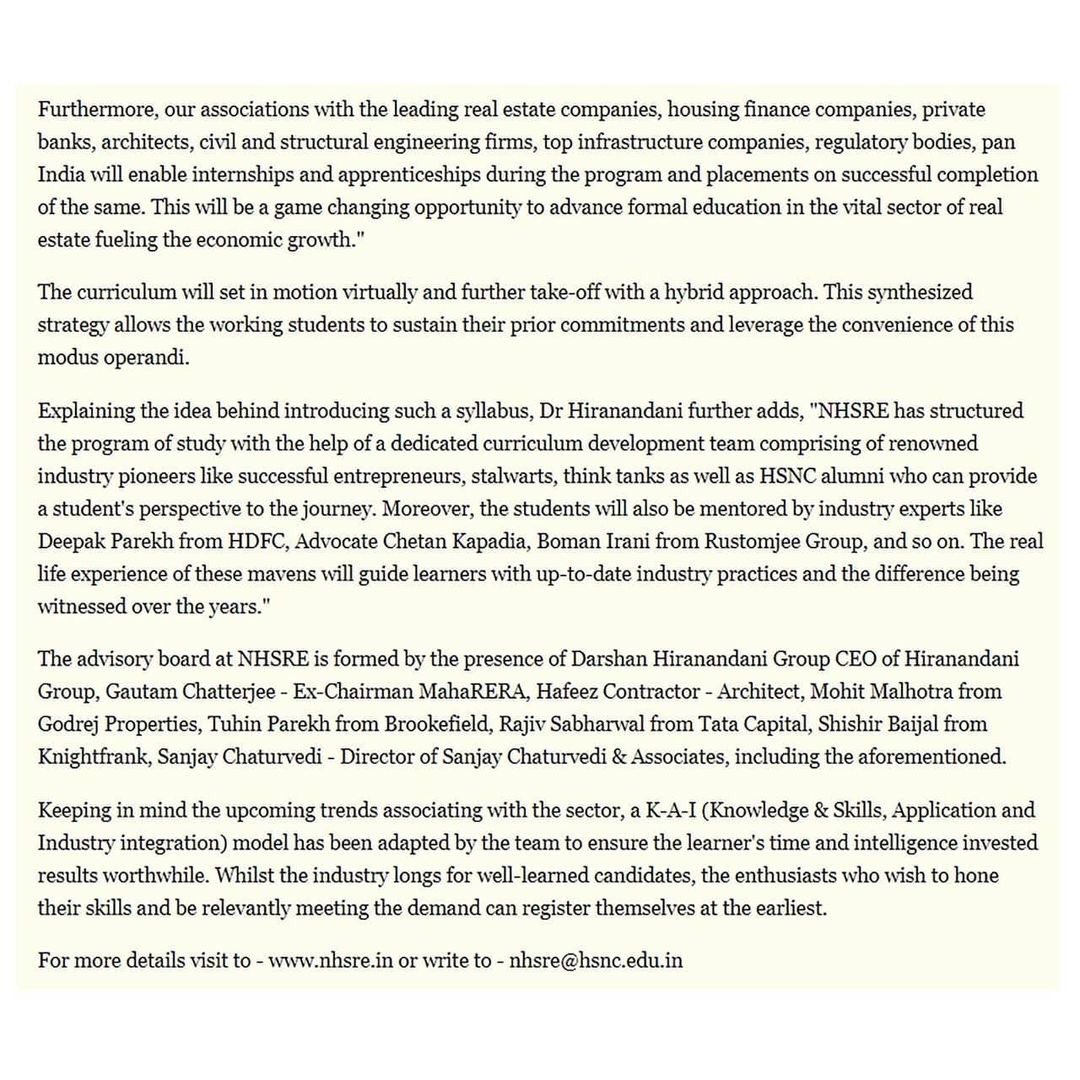 HSNC university launches MBA in RealEstate <a href="/N_Hiranandani/">Dr Niranjan Hiranandani</a> <a href="/HSNCUniversity/">HSNC University, Mumbai</a> <a href="/h_communities/">Hiranandani Communities</a>   <a href="/hiranandanigrp/">Hiranandani Developers</a> 

#realestate #school #mba #law #students #college #engineering #finance #marketing #economics #legal #study #Mumbai #kccollege #hrcollege #management #industry #developers
