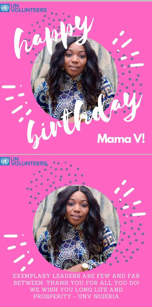 UNV Nigeria (@unvnigeria) on Twitter photo Thank you for making all <a href="/UNVolunteers/">UN Volunteers</a> in Nigeria from different parts of the world feel home even when they are far away from home. We are extremely proud and lucky to have you as our Boss.
Happy birthday Mama V! Thank you for making all <a href="/UNVolunteers/">UN Volunteers</a> in Nigeria from different parts of the world feel home even when they are far away from home. We are extremely proud and lucky to have you as our Boss.
Happy birthday Mama V!