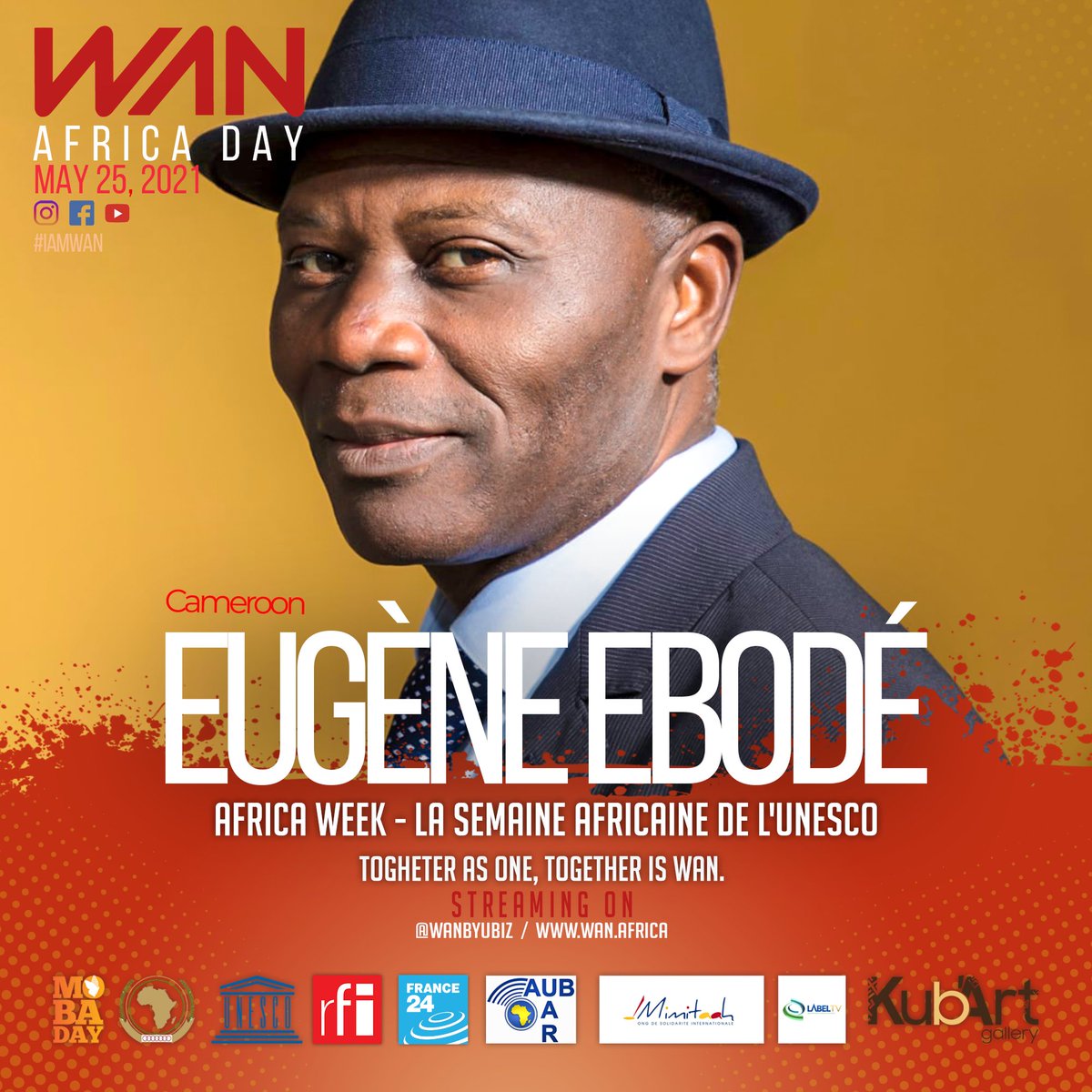 WANbyUbiz's tweet photo. Africa Day 25 May 2020 by WAN PROGRAMM
Show: 8pm in Paris, 6pm in Dakar, 7pm in Yaoundé
Live streaming concert: 10pm in Paris, 8pm in Lomé, 7pm in Bangui
TOGETHER AS ONE, TOGETHER IS WAN
#unesco #africanunion #rfi #france24 #africaday #mobaday https://t.co/wkhwevZH0q