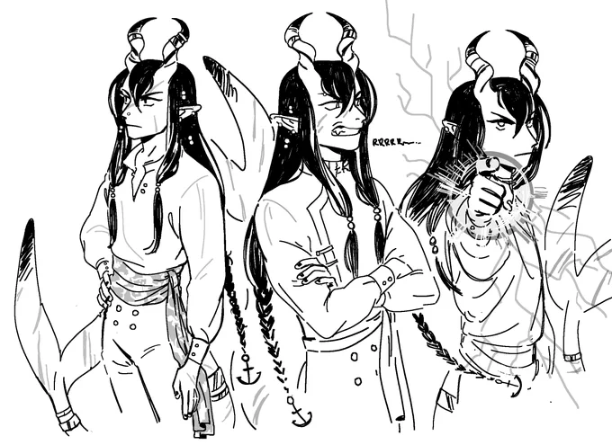 doodling my storm sorcerer, heian, during our dnd session today! 
