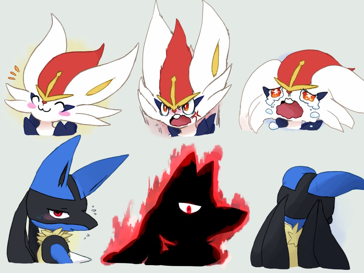 lucario furry blue fur pokemon (creature) black fur tears crying red eyes  illustration images