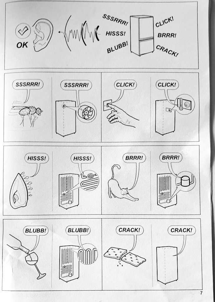 A page from a book for kids? Nope. Found this hilarious page in the manual for our fridge... 😀