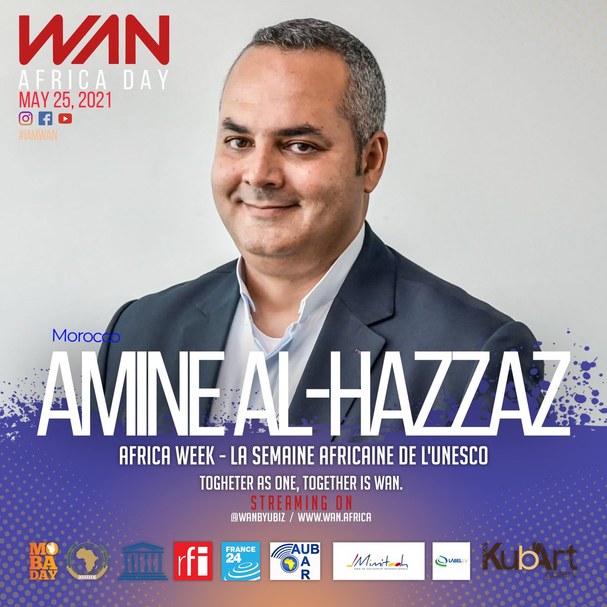 WANbyUbiz's tweet photo. Africa Day 25 May 2020 by WAN PROGRAMM
Show: 8pm in Paris, 6pm in Dakar, 7pm in Yaoundé
Live streaming concert: 10pm in Paris, 8pm in Lomé, 7pm in Bangui
#unesco #africanunion #rfi #france24 #africaday #mobaday
@SophieCarbonari @DeanEA11 @ZALYKA @Aminealhazza https://t.co/OktHND5EeG