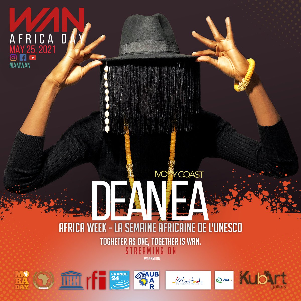 WANbyUbiz's tweet photo. Africa Day 25 May 2020 by WAN PROGRAMM
Show: 8pm in Paris, 6pm in Dakar, 7pm in Yaoundé
Live streaming concert: 10pm in Paris, 8pm in Lomé, 7pm in Bangui
#unesco #africanunion #rfi #france24 #africaday #mobaday
@SophieCarbonari @DeanEA11 @ZALYKA @Aminealhazza https://t.co/OktHND5EeG