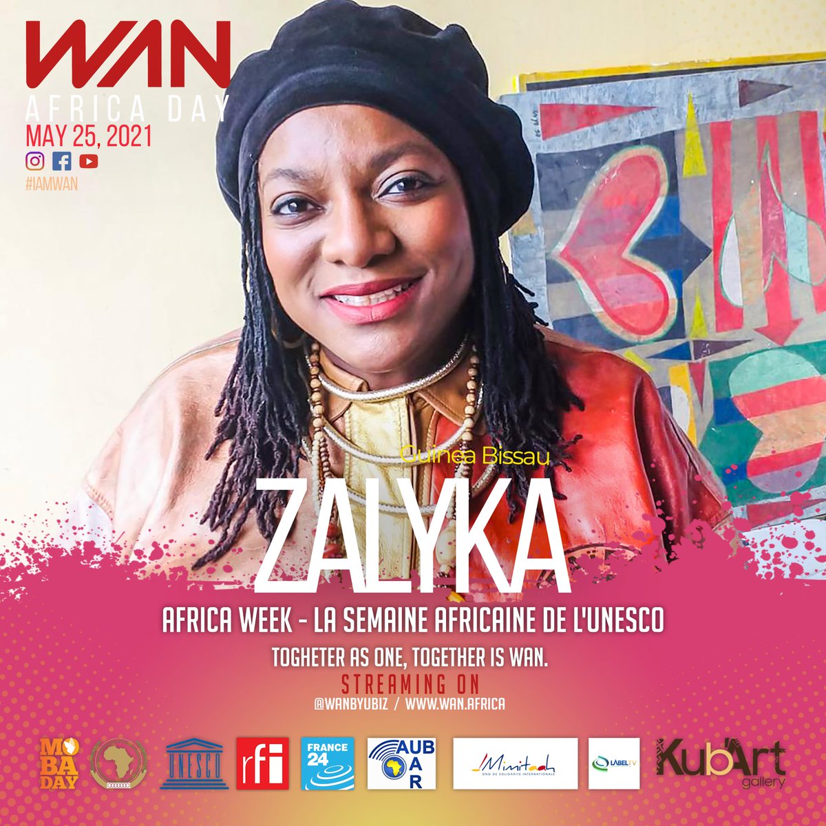WANbyUbiz's tweet photo. Africa Day 25 May 2020 by WAN PROGRAMM
Show: 8pm in Paris, 6pm in Dakar, 7pm in Yaoundé
Live streaming concert: 10pm in Paris, 8pm in Lomé, 7pm in Bangui
#unesco #africanunion #rfi #france24 #africaday #mobaday
@SophieCarbonari @DeanEA11 @ZALYKA @Aminealhazza https://t.co/OktHND5EeG