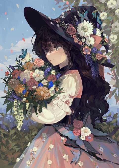 「holding bouquet」 illustration images(Popular｜RT&Fav:50)